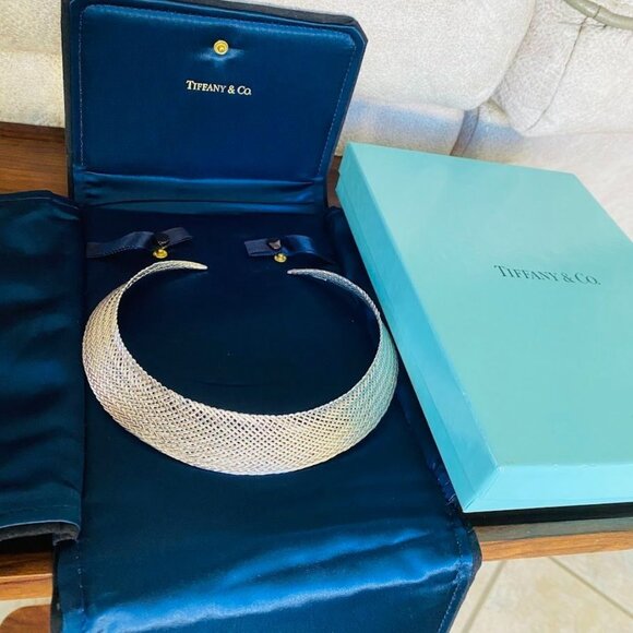 TIFFANY & CO. Rare 925 Sterling Silver Woven "Vannerie" Collar Necklace Vintage - Picture 3 of 15